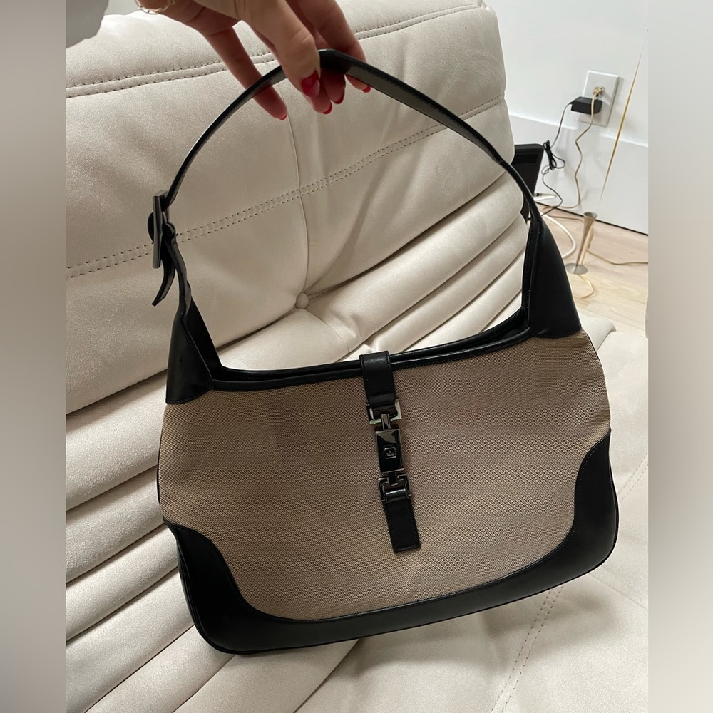 Gucci Jackie canvas and leather shoulder bag